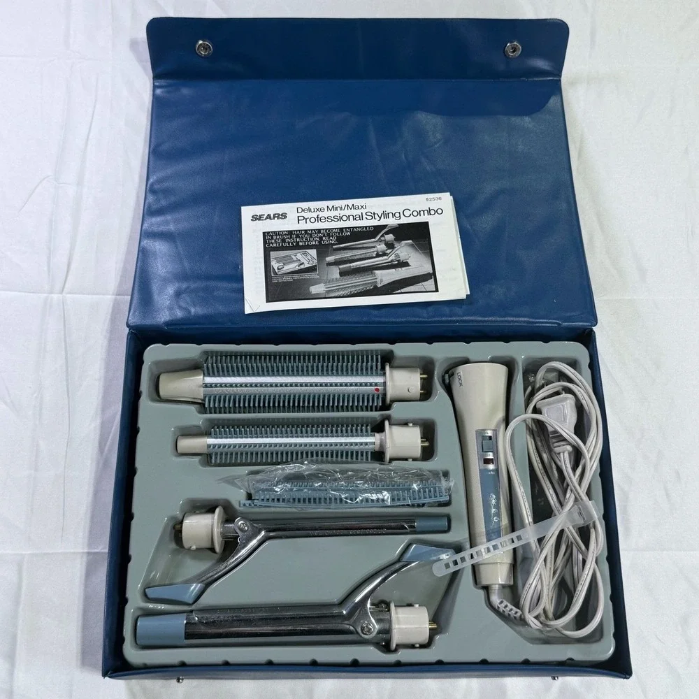 Vintage Sears Deluxe Mini Maxi Professional Styling Combo 82536 Hair Curler Set